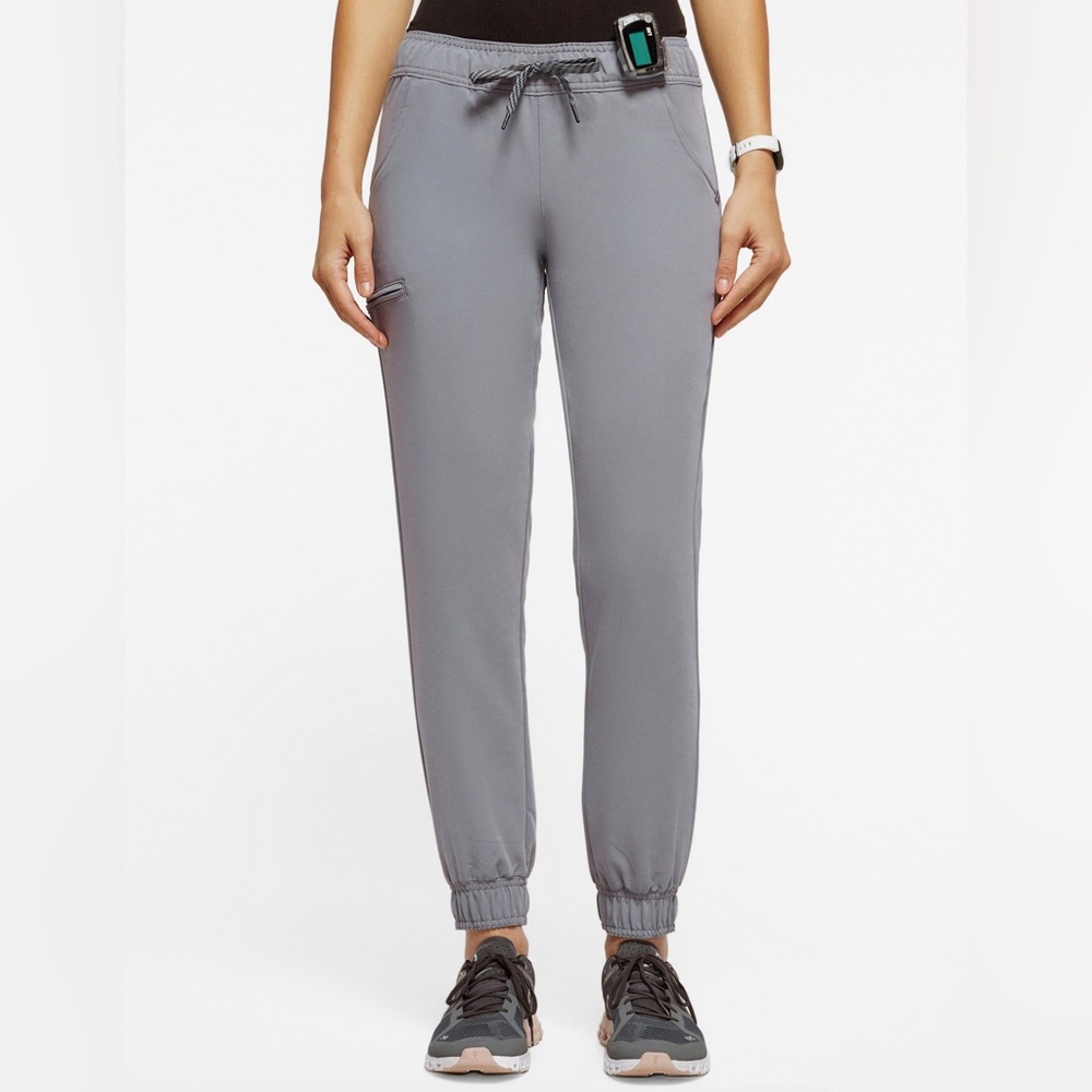 Jaanuu XS Tall Women’s 5-Pocket Skinny Jogger Scrub Pants Light Gray XST